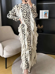 Luxury Leopard Plissé Dress