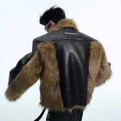 Men's Faux Fur & Leather Bomber Jacket