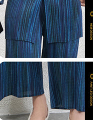Luxury Plisse Striped Trousers Set