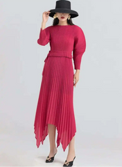 Formal Plissé Asymmetric Dress