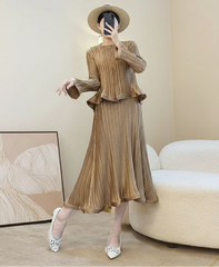 Plissé Sleeveless Dress & Cardigan