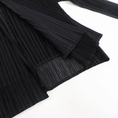 Lightweight Plisse Open-Front Cardigan