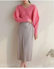 Casual Elegance Plissé Cardigan