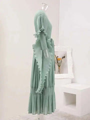 Elegant Ruffled Pleats Dress