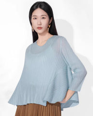 Luxury Plissé Blouse Top (Petite-Friendly)