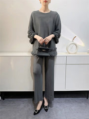 Ruffle Fully-Pleated Top