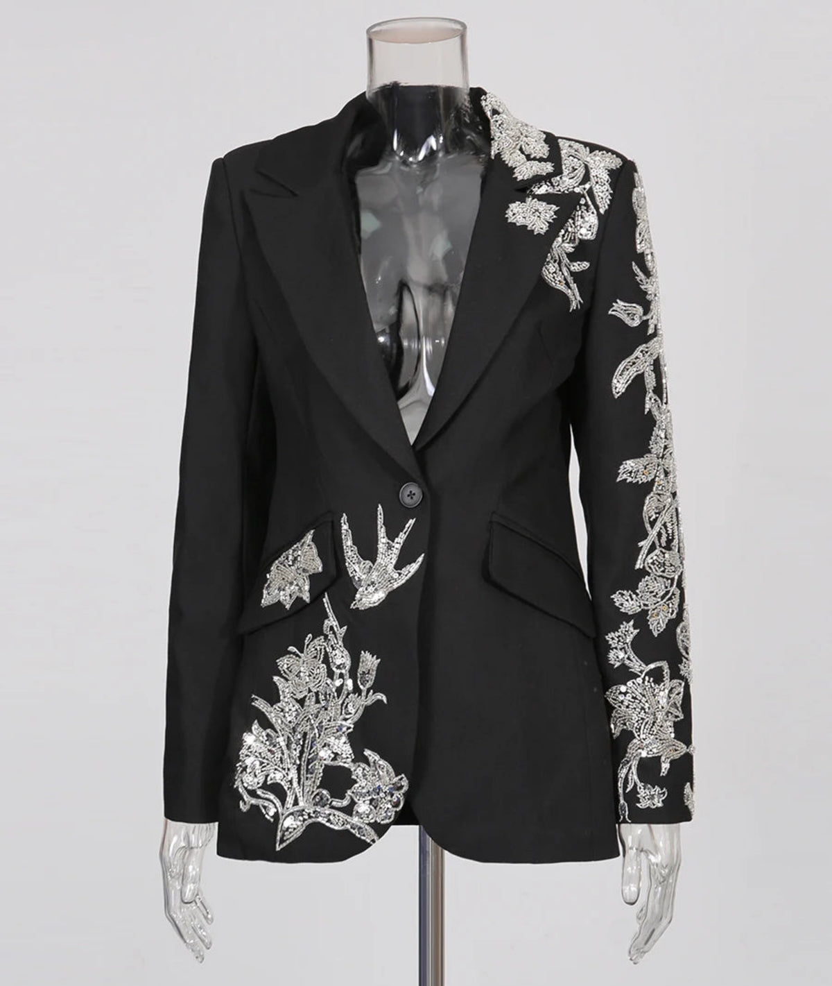 Sequin Applique Formal Blazer