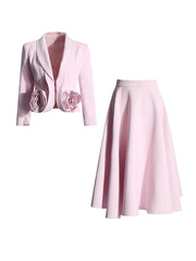 Couture High-Waist Midi Skirt & Blazer Set