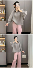 Elegant Pleated Dolman Blouse