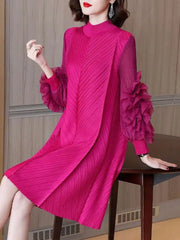 Elegant Plissé Ruffle Dress
