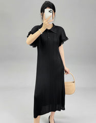 Elegant Plisse Ruffle Sleeve Dress