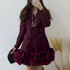 Elegant Ruffle Hem Blazer Dress