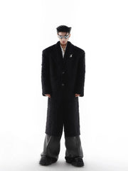 Men's Long Faux Mink Fur Shoulder-Padded Coat