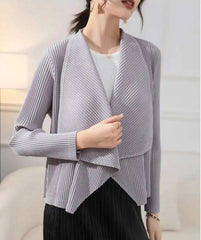 Luxury Pleated Drape Collar Jacket