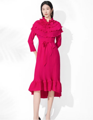 Luxury Pleated Midi Dress