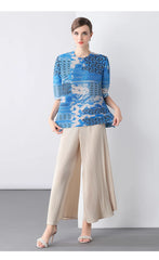 Luxury Pleated 3/4 Sleeve Blouse