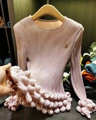 Pleated Bubble Blouse Top