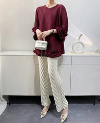 Ruffle Fully-Pleated Top