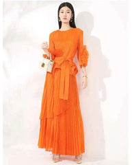 Floral Pleats 2-Piece Skirt Set