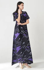 Pleated Geometric Lines Dress