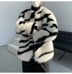 Men's Zebra Faux Fur Coat | Luxury Streetwear