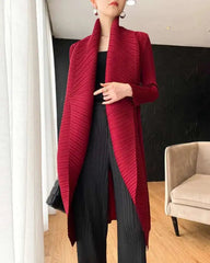 Luxury Open-Front Plisse Duster
