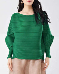 Elegant Plissé Long-Sleeve Top