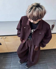 Men's Corduroy Wide-Leg Pants Set