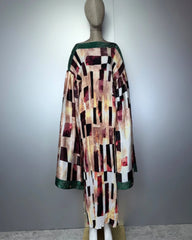 Geometric Pleated Kaftan Dress