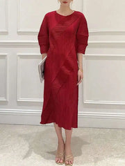 Elegant Pleated Kimono Sleeve Dress