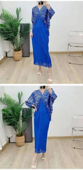 Metallic Plisse Fringe Dress