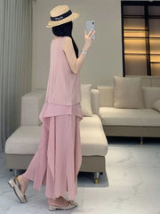 Pleated Plissé Tank Top & Pants Set