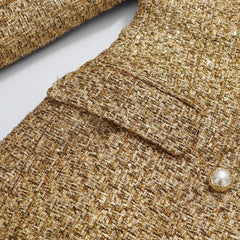Luxe Gold Metallic Tweed Coat