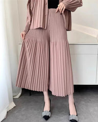 Luxury Pleated Wide-Leg Culottes
