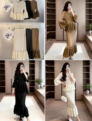 Luxury Peplum Plissé Skirt Set