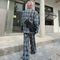 Men's Plaid Comfortable Matching Suit Set