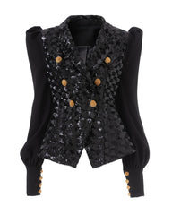 Sequin Double-Breasted Blazer – Luxury Statement Jacket