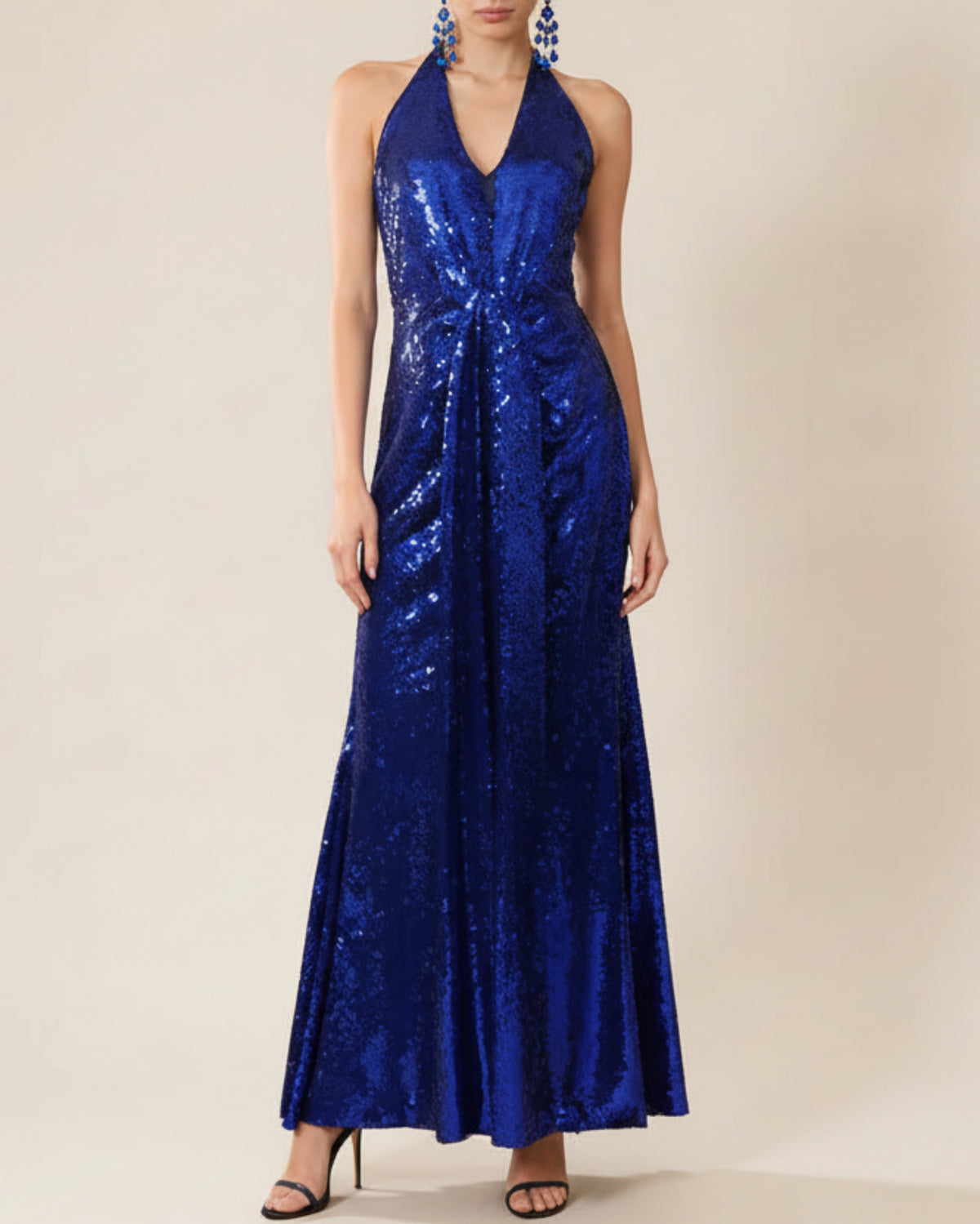 Sequin Halter Maxi Evening Gown