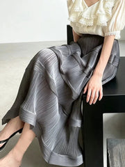 Sculptural Plissé Flare Skirt