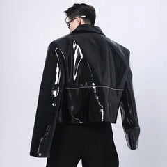 Men's Vegan Leather Crop Streetwear Jacket