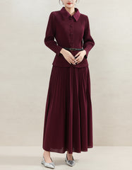 Luxury Thick Plissé Collared Dress