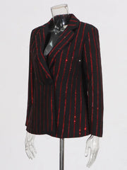 Luxury Bejeweled Striped Blazer