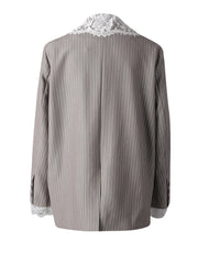 Elegant Pinstripe Lace Blazer