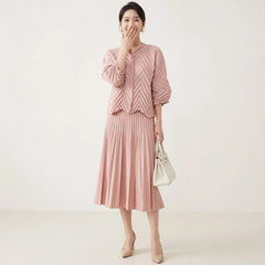 Luxury Formal Pleated Top & Skirt