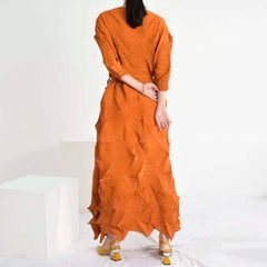 Plissé Geometric Midi Dress