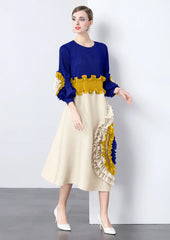 Ruffle Sleeve Plisse Dress