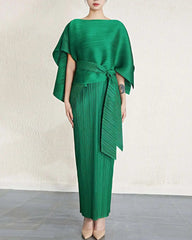 Couture Plisse Shawl Dress Set