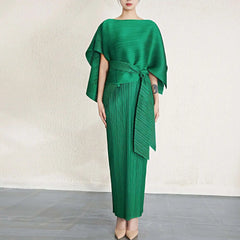 Plisse Stretch Sleeveless Dress Set