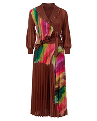 Elegant Micro-Pleated Wrap Dress