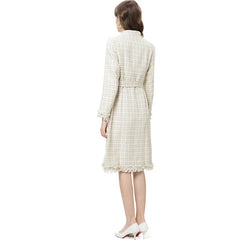 Women's Elegant Luxe White Tweed Long Coat